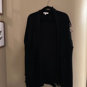 Distressed, black cardigan